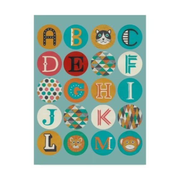 Chariklia Zarris 'Luciens Alphabet I' Canvas Art, 14x19, Trademark Fine Art, Mfr#: WAG16431-C1419GG
